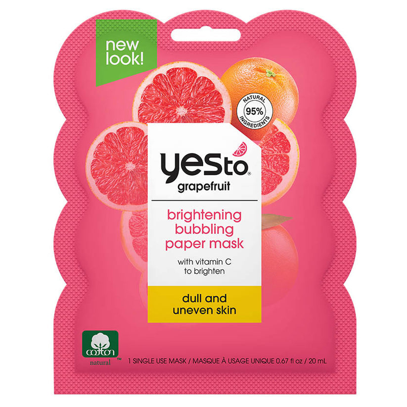grapefruit brightening bubbling paper mask with vitamin C to brighten dull and uneven skin – single use