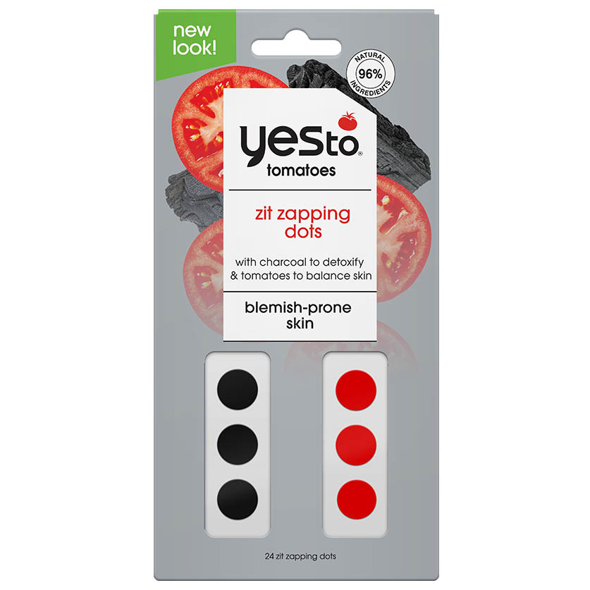 tomatoes zit zapping dots with charcoal to detoxify & tomatoes to balance skin blemish-prone skin