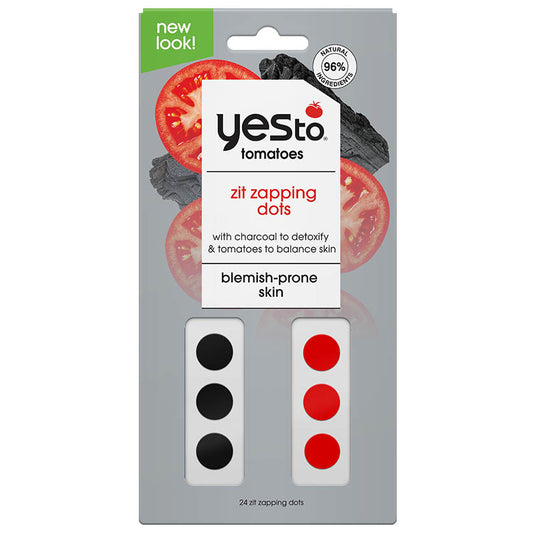 tomatoes zit zapping dots with charcoal to detoxify & tomatoes to balance skin blemish-prone skin