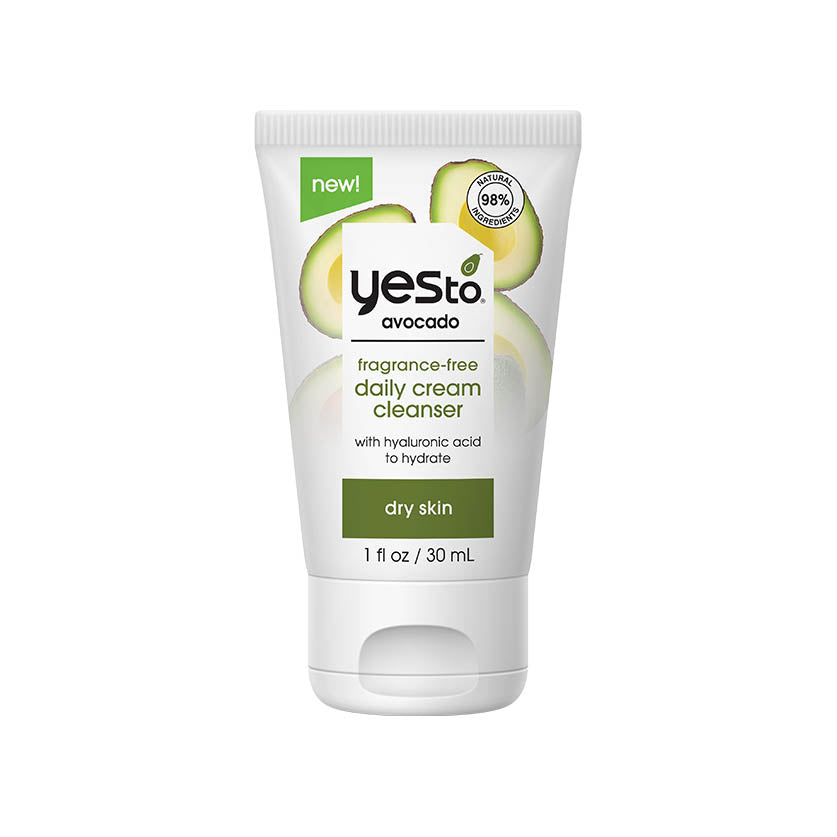 avocado fragrance-free daily cream cleanser with hyaluronic acid to hydrate dry skin- travel size