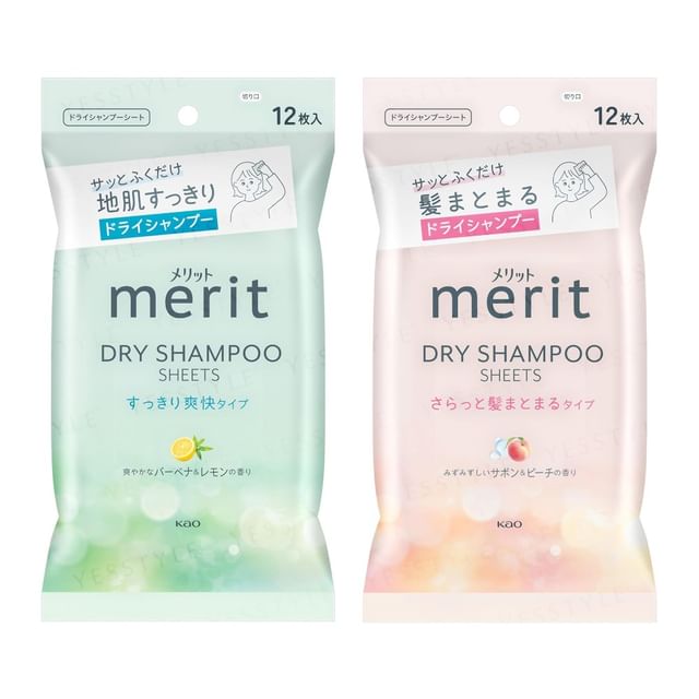 Kao Merit Day+ Dry Shampoo Sheets Soap & Peach - 12 pcs
