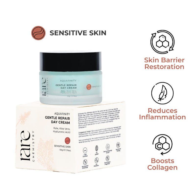 Rare Chemistry Aquafinity Gentle RePAir Day Cream, Tested For Sensitive Skin, Kale Aloe Vera Ha