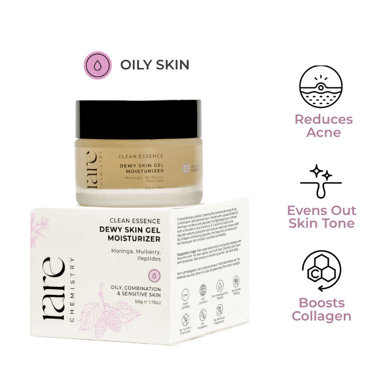 Rare Chemistry Clean Essance Dewy Skin Gel Moisturizer, Oil Control Hydrating Mulberry Peptides