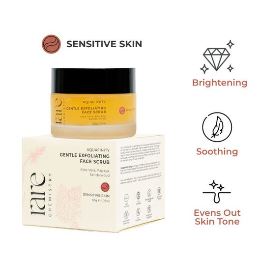 Rare Chemistry Aquafinity Gentle Exfoliating Face Scrub Tested For Sensitive Skin Aloe Vera Papaya