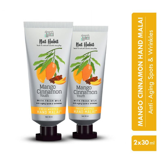 Nat Habit Mango Cinnamon Youth Hand Malai, Hand Creams for Dry Hands With Shea Butter For Women, Men