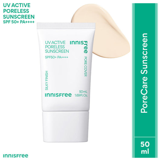 Innisfree UV Active Poreless Sunscreen SPF 50+ PA++++ For Smooth Even Toned Skin & Silky Finish