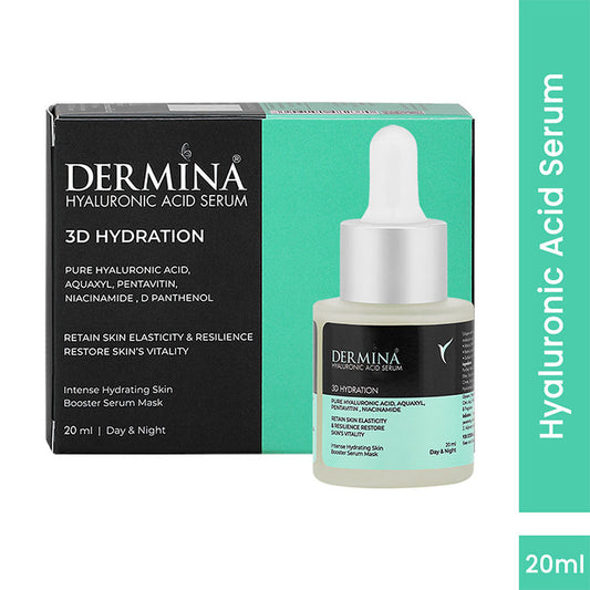 DERMINA HYALURONIC ACID SERUM WITH PENTAVITIN & D PANTHENOL FOR ELASTICITY & HYDRATION - ALL SKIN TYPE(20ML)