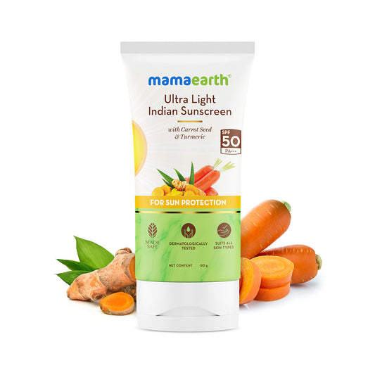 Mamaearth Ultra Light Indian Sunscreen With SPF 50 PA +++ for Tan Protection