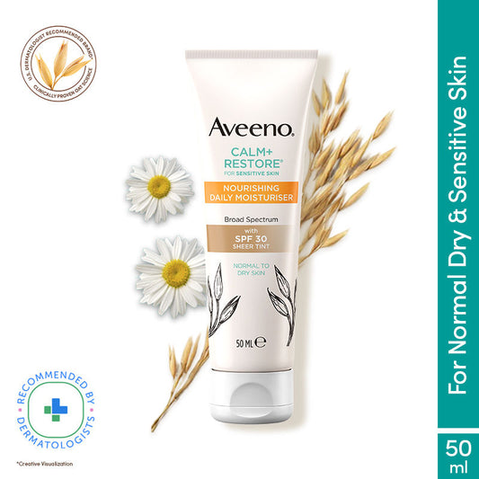 Aveeno Calm + Restore Tinted Moisturizer Sunscreen SPF30 Dry Sensitive Skin Dermat Recommended