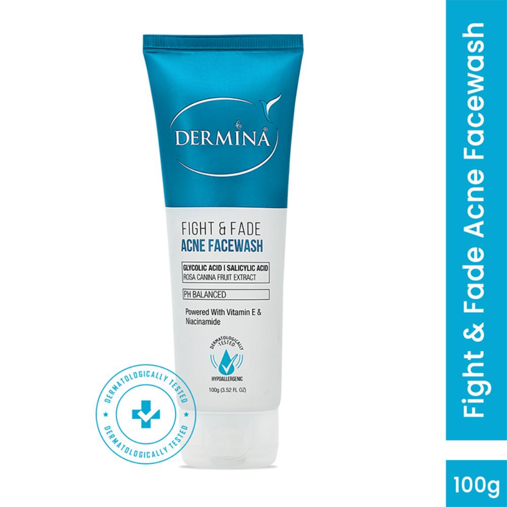 DERMINA Fight & Fade Acne Facewash With Glycolic & Salicylic Acid For Acne Free Skin - All Skin Type