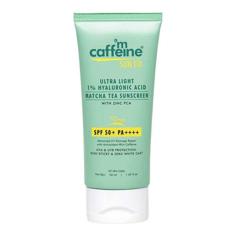 MCaffeine Sun Fix Ultra Light 1% Hyaluronic Acid Matcha Tea Sunscreen SPF 50+