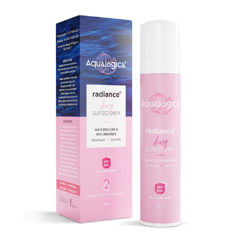 Aqualogica Radiance+ Dewy Lightweight Sunscreen Gel SPF 50+ PA+++ for Oily & Acne-Prone Skin 50 gm