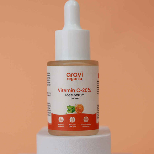 Aravi Organic 20% Vitamin C Serum for Skin Brightening | Targets Dark Spots & Uneven Skin Tone | Radiance Boosting & Hydrating | For Glowing & Healthy Skin | Suitable for All Skin Types – 30 ml