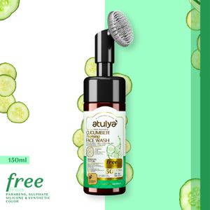 Atulya Cucumber Foaming Face Wash With In-Built Soft Face Brush 150 ml