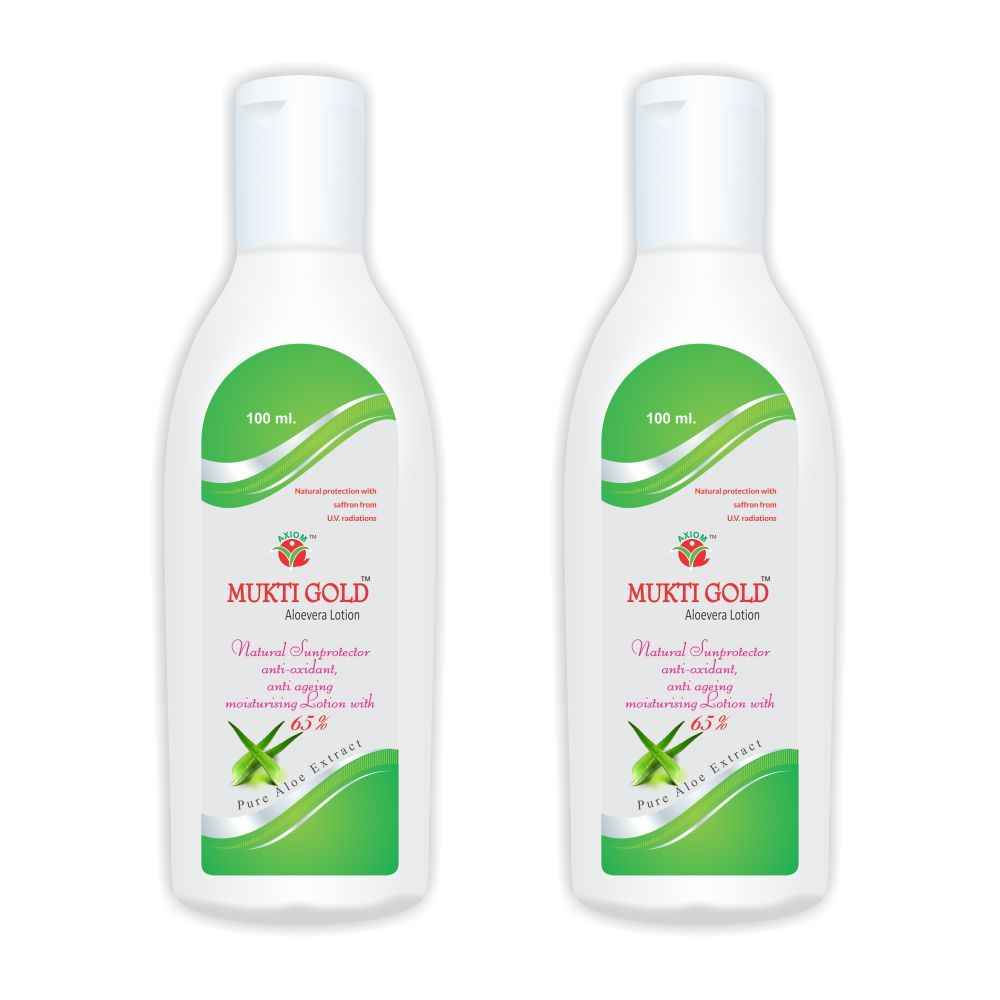 Axiom Mukti Gold Aloevera Body Lotion | With the goodness of Pure Aloevera Herbs |Hydrating, Moisturizing Sulphate Free Paraben Free & Cruelty Free | 100 ml (Pack of 2)