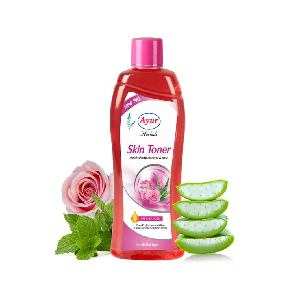 AYUR HERBALS Skin Toner 500 ml I Rose Aloe & Mint I For a Perfect Natural Glow Fights Acne & Minimises Pores I Pack of 1, Unisex
