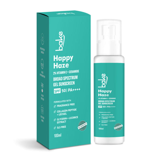 BAKE Happy Haze 100% Mineral Sunscreen SPF 50 PA++++ with 2% Vitamin C , Ceramide