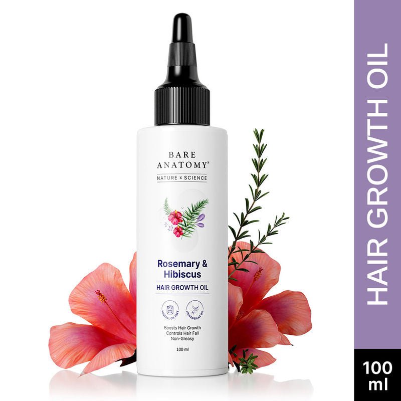 Bare Anatomy Rosemary Hibiscus Hair Growth Oil | Nourishes, Strengthens & Controls Hair Fall