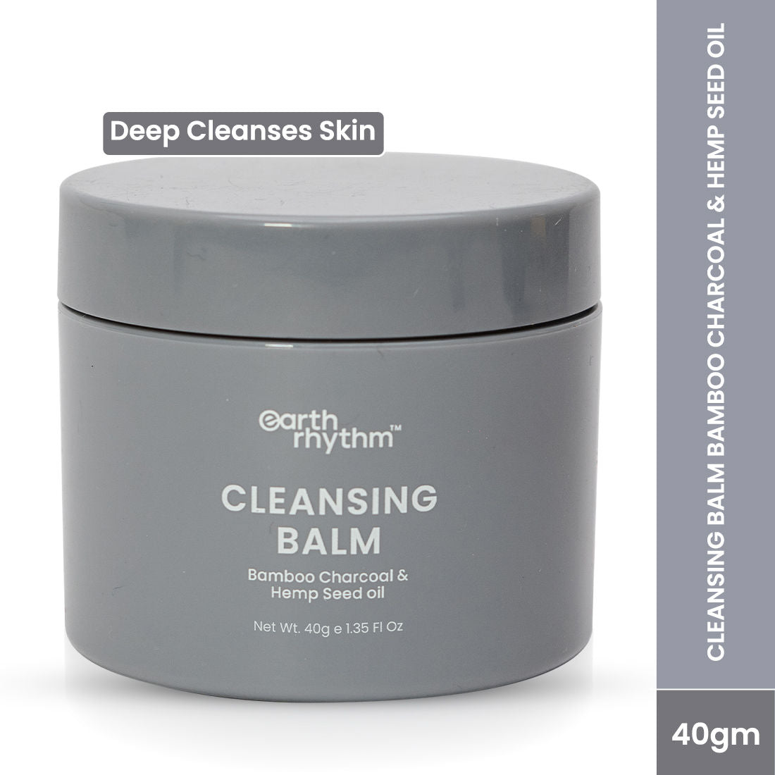 Earth Rhythm Cleansing Balm with Bamboo Charcoal & Hemp Seed Oil, Deep Cleanses and Hydrates (40G)