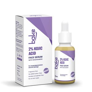 BAKE 2% Kojic Acid Face Serum with Niacinamide & Glycolic Acid for Pigmentation, Dark Spots & Circles, Tan Removal 30ml