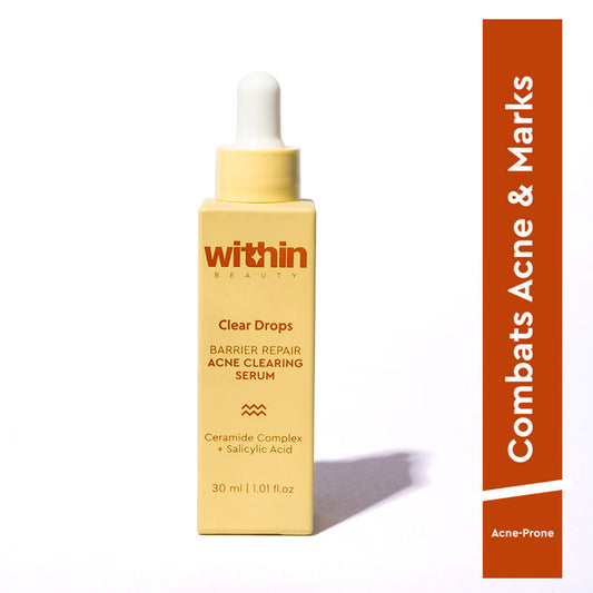 Within Beauty Ceramide & Salicylic Acid Serum, Clear Drops Barrier Repair Acne Clearing Serum