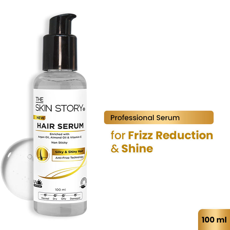 The Skin Story Anti Frizz Hair Serum For Smooth Shiny Silky Hair With UV Protection Vit E Argan Oil