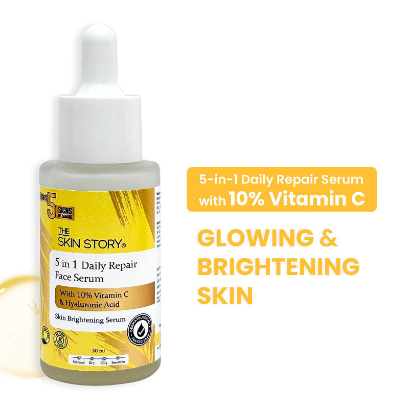 The Skin Story 10% Vitamin C Skin Brightening Face Serum With Hyaluronic Acid For Glowing Firm Skin