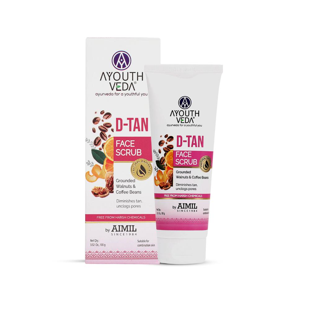 Ayouthveda D-Tan Face Scrub With Walnuts & Coffee Beans, Gentle Exfoliator For Rejuvenated Skin