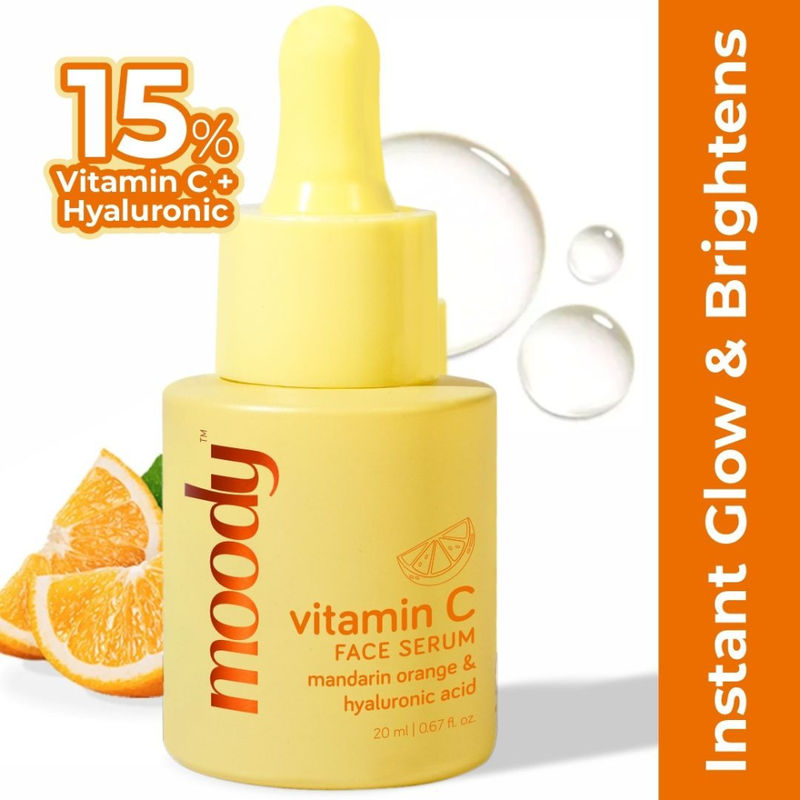 Moody 15% Vitamin C Face Serum for Bright Skin, Reduces Dark Spots & Pigmentation