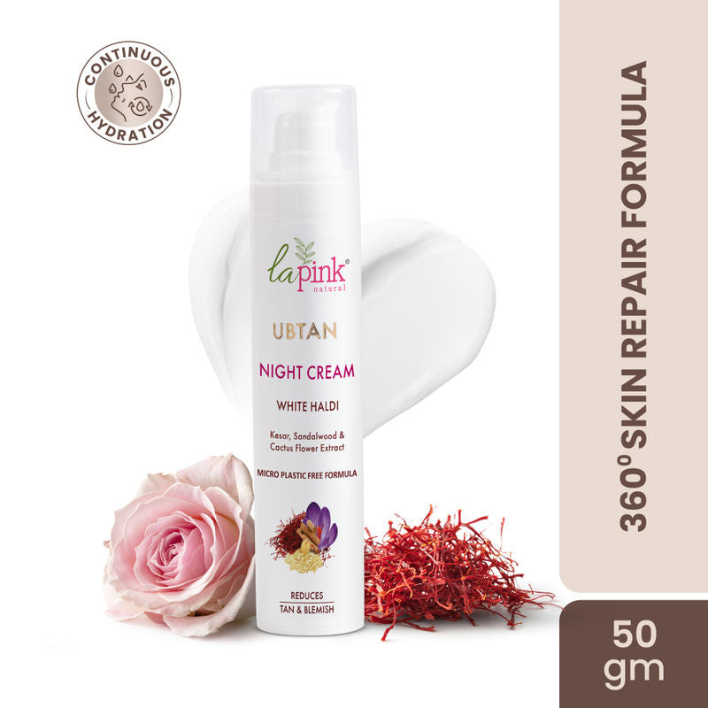 La Pink Ubtan Night Cream With Saffron For Glowing & Spot Free Skin, For Oily & Dry Skin