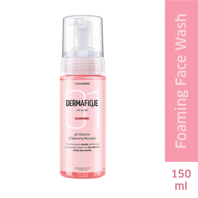 Dermafique Ph Restore Cleansing Mousse, Foaming Face Wash, Restores And Repairs Skin Barrier