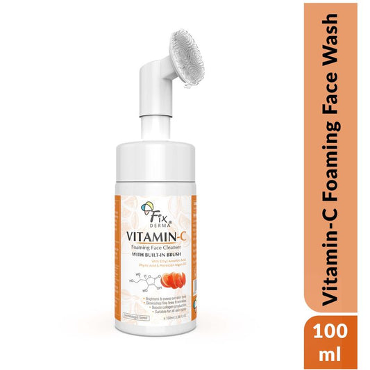 Fixderma 2% Vitamin C Face Wash, Foaming Face Cleanser With Brush