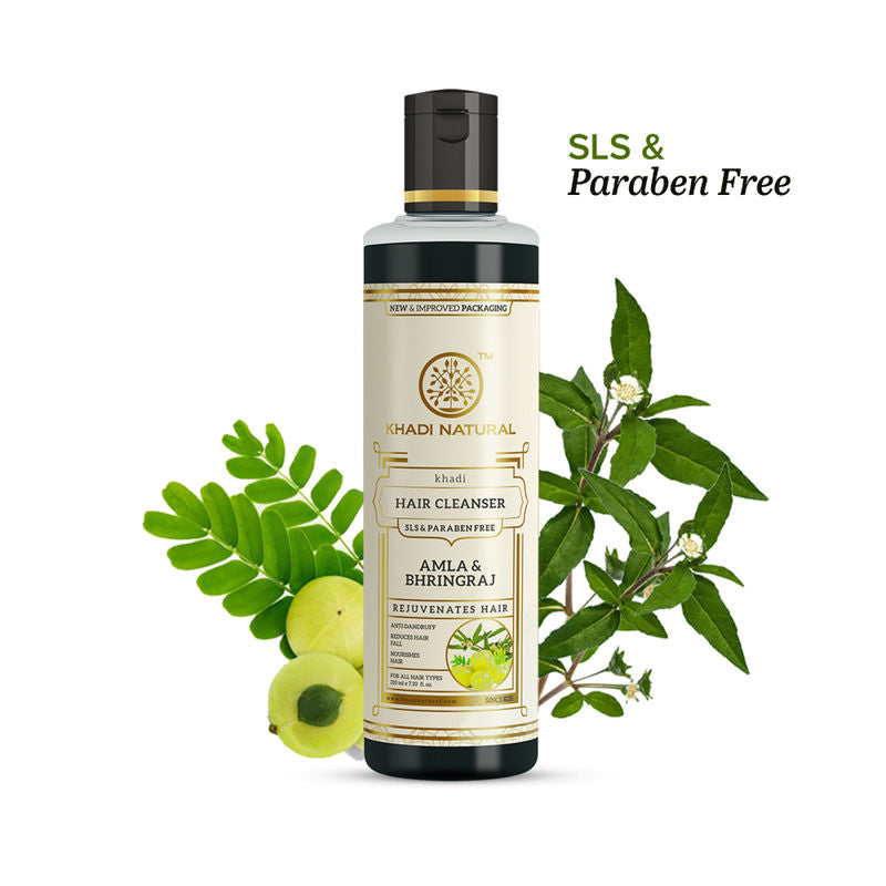 Khadi Natural Amla & Bhringraj Hair Cleanser (Shampoo) for Stronger Hair and Healthy Scalp