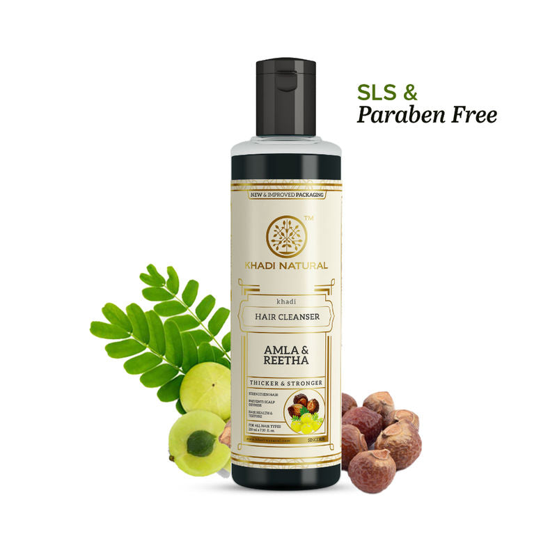 Khadi Natural Amla & Reetha Hair Cleanser Shampoo for Strong Roots and Natural Shine