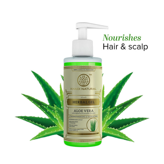 Khadi Natural Aloe Vera Gel with Dispenser for Breakouts, Itchy Skin and Hair Nourishment