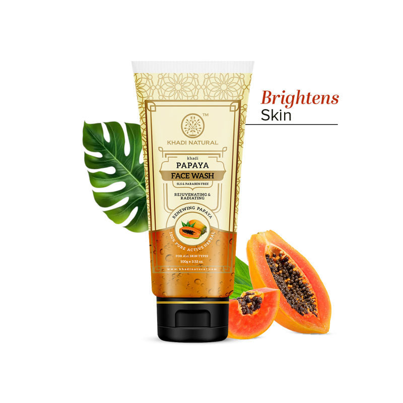 Khadi Natural Papaya Face Wash for Pigmentation, Tan Removal and Patchy Skin