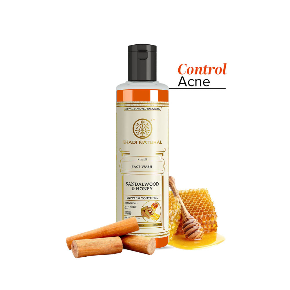 Khadi Natural Sandalwood & Honey Face Wash for Hydration, Glow and Gentle Cleansing