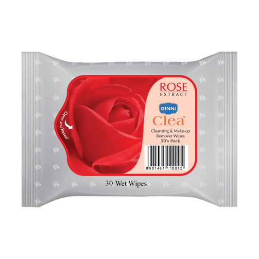 Ginni Clea Cleansing & Makeup Remover Wet Wipes - Rose (30 Wipes)