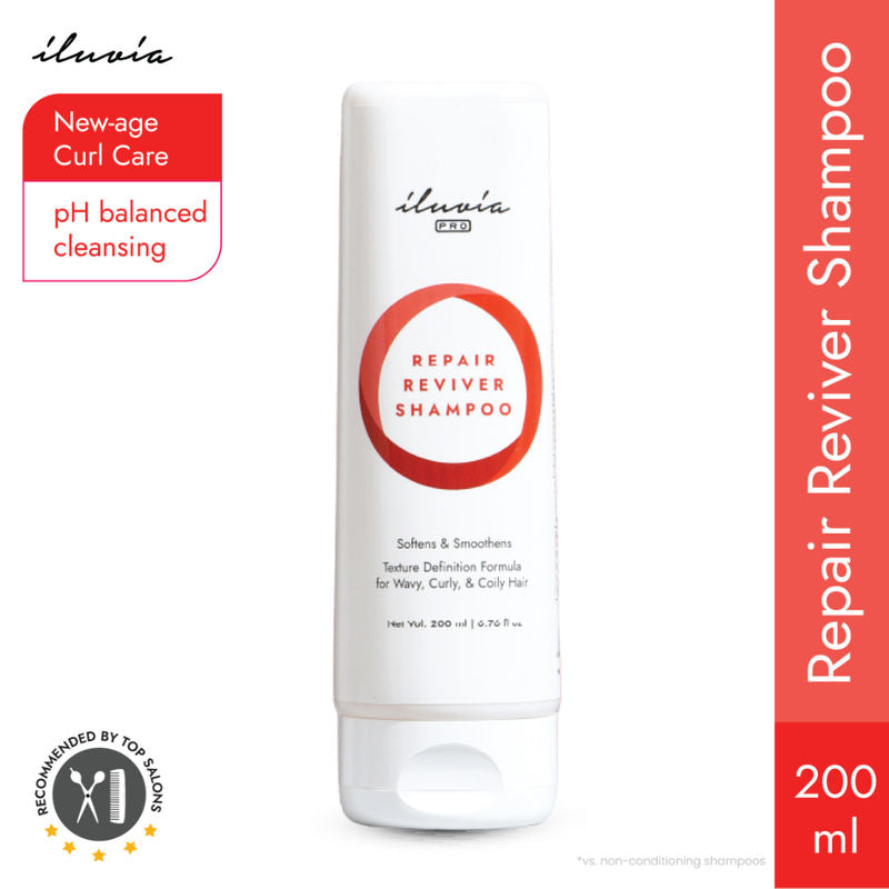 iluvia Repair Reviver Shampoo, Sulfate Free, For Textured & Treated Hair, Promotes Cross-Links