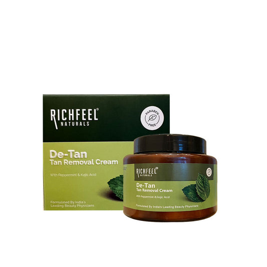 Richfeel De-tan Cream: Natural Tan Removal Face Pack with Peppermint, Honey & Cucumber , Ayurvedic