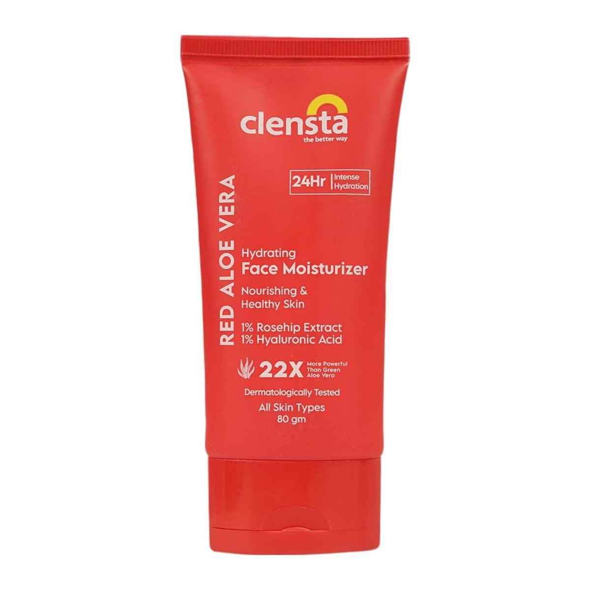Clensta Red Aloe Vera Hydrating Face Moisturizer With Hyaluronic Acid & Red Aloe Vera For Hydration & Nourishment For Men & Women 80 Gm