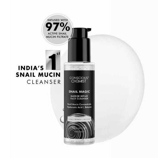 Conscious Chemist Snail Magic Barrier Repair Face Cleanser | 100 ml | Cleanser for Face for Women & Men, Low pH Gel with Korean Snail Mucin Concentrate, Hyaluronic Acid & Betaine, All Skin Types - Snail Magic