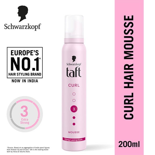 Schwarzkopf TAFT Curl Hold 3 Hair Mousse For Long Lasting Curls Weather-Proof Formula
