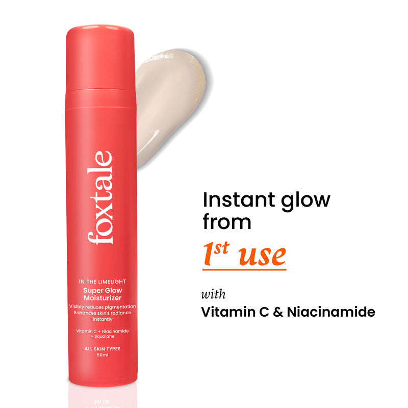 Foxtale Vitamin-C Super Glow Moisturiser With Niacinamide & Peptides For Glowing Skin