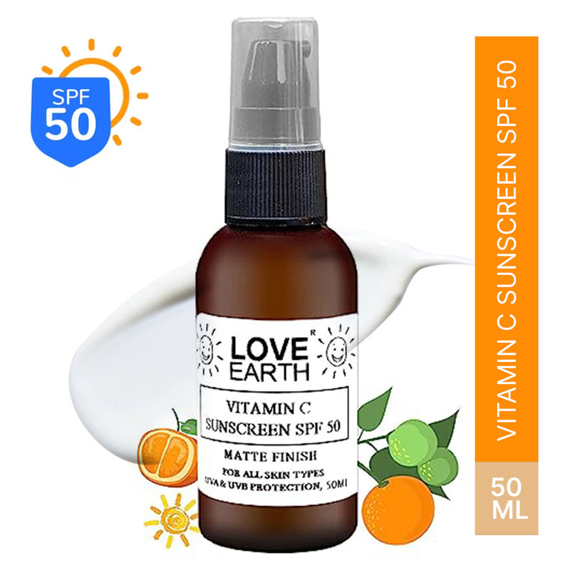 Love Earth Vitamin C Sunscreen SPF-50 for UVAUVB Ray Protection with Vitamin C & Essential Oils