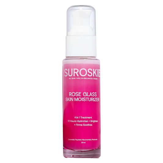 Rose Glass Skin Moisturizer 50ml | Enriched With Collagen, Ceramides & Polyglutamic Extract | 4 in 1 Glowing, Firms, 72hr Hydration & Brighten Skin | All Skin Types | Skin Care For Men & Women