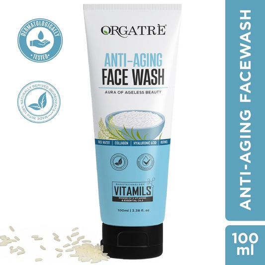 Orgatre Anti-Aging Face Wash With Rice Water, Collagen, Hyaluronic Acid & Retinol For Youthful Skin