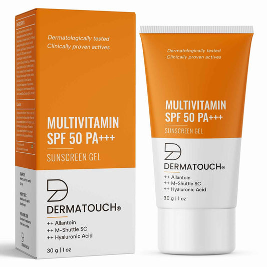 DERMATOUCH Multivitamin SPF 50 PA+++ Sunscreen Gel | UVA-UVB Protection |Zero White Cast | Unisex | 30 gms