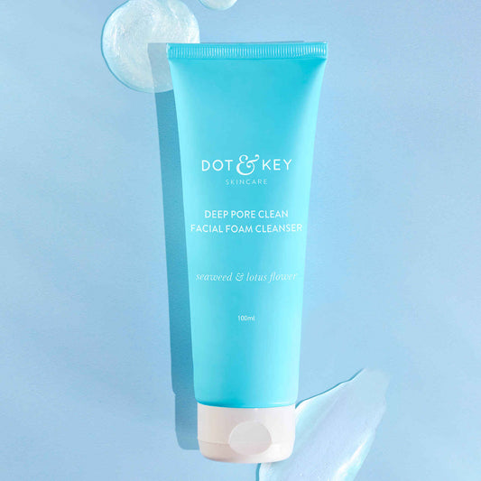 Dot & Key Deep Pore Clean Milky Foam Cleanser with Seaweed & Lotus Flower | Face Wash for Nourished Skin Minimizes Pores, Controls Excess Oil & Keeps Skin Hydrated for All Skin Types | 100 ml