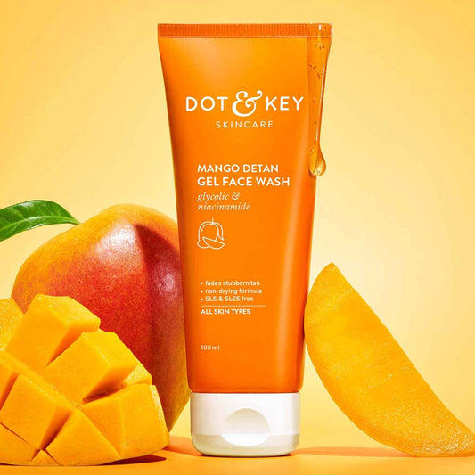Dot & Key Mango DETAN Gel Face Wash with Glycolic & Niacinamide | D Tan Face Wash for All Skin Types - 100 ml